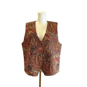 Vintage Women's XL Willowbend Western Paisley Cotton Made USA Sleeveless Vest